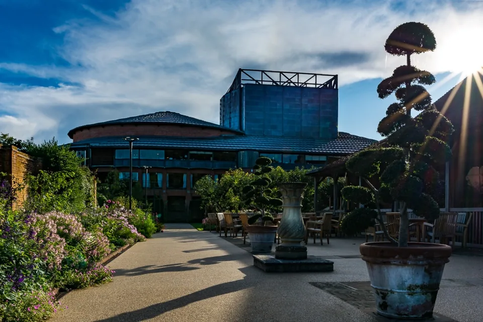 Glyndebourne opera house seen from its gardens