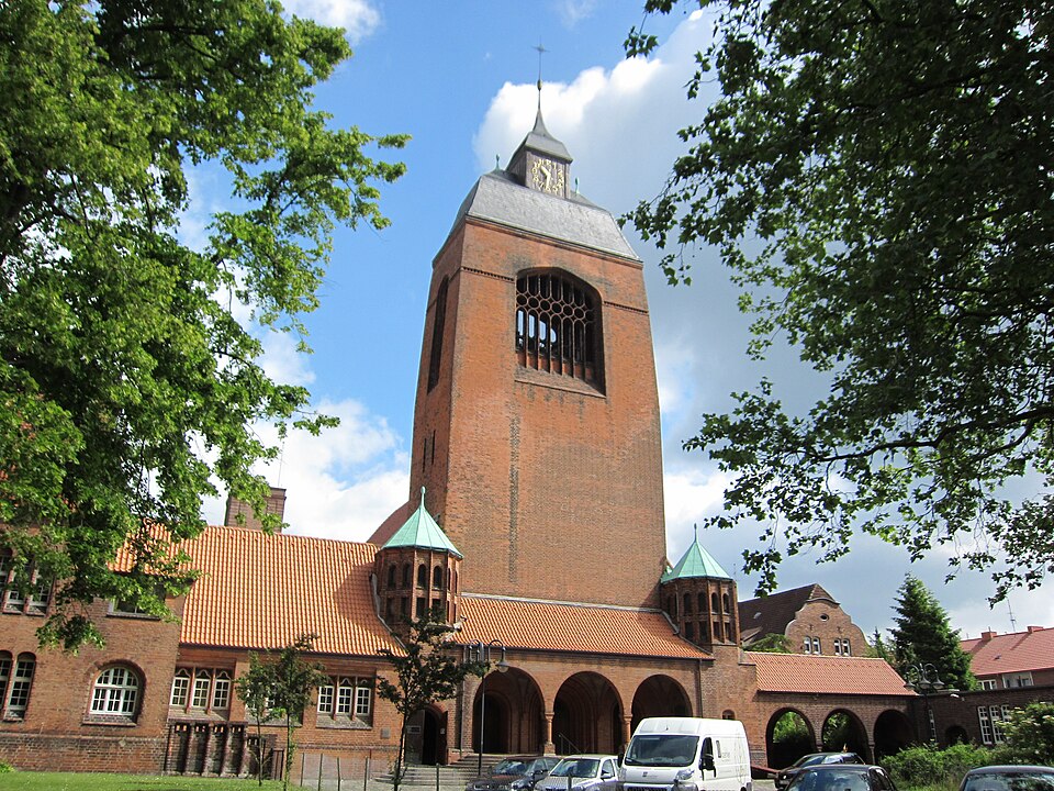 Petruskirche and its arcaded entrance in Kiel-Wik