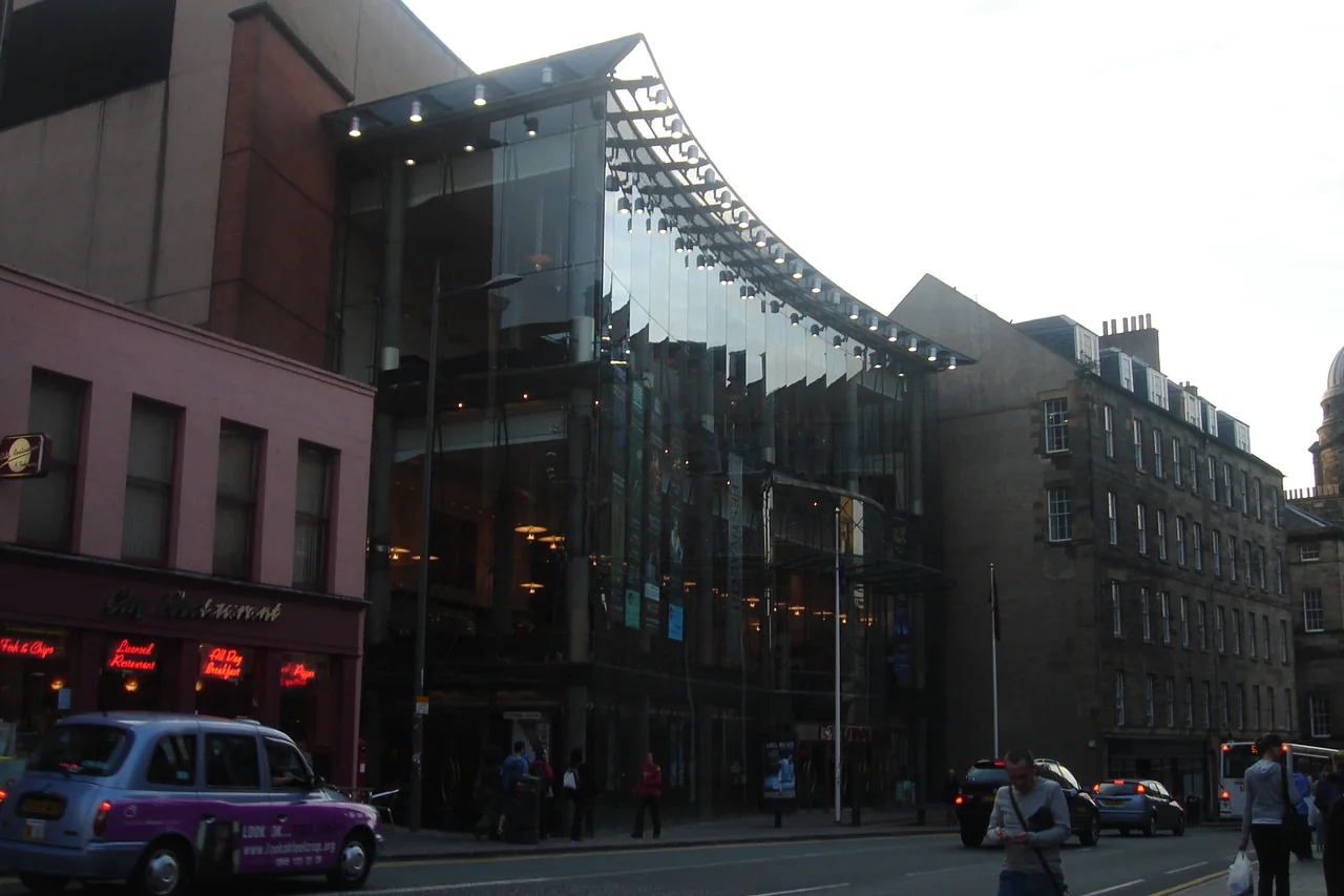 Glass entrance of the Festival Theatre on Nicolson Street, Edinburgh