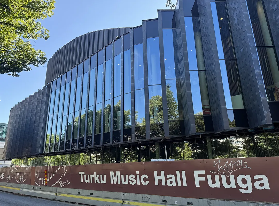 Musiikkitalo Fuuga by the Aura river, Turku, shortly before opening